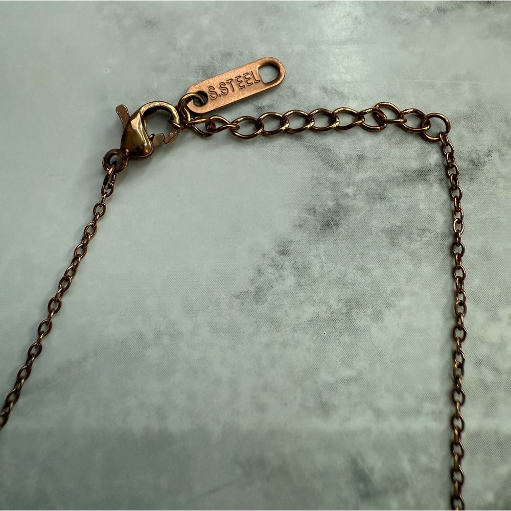 Stainless Steel Evil Eye Rose Gold Tone Charm Bracelet 7.25 Inch NIB - Picture 3 of 4